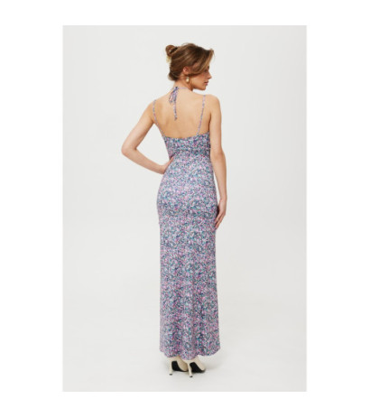 K193 Printed maxi dress with tie at neckline - model 2