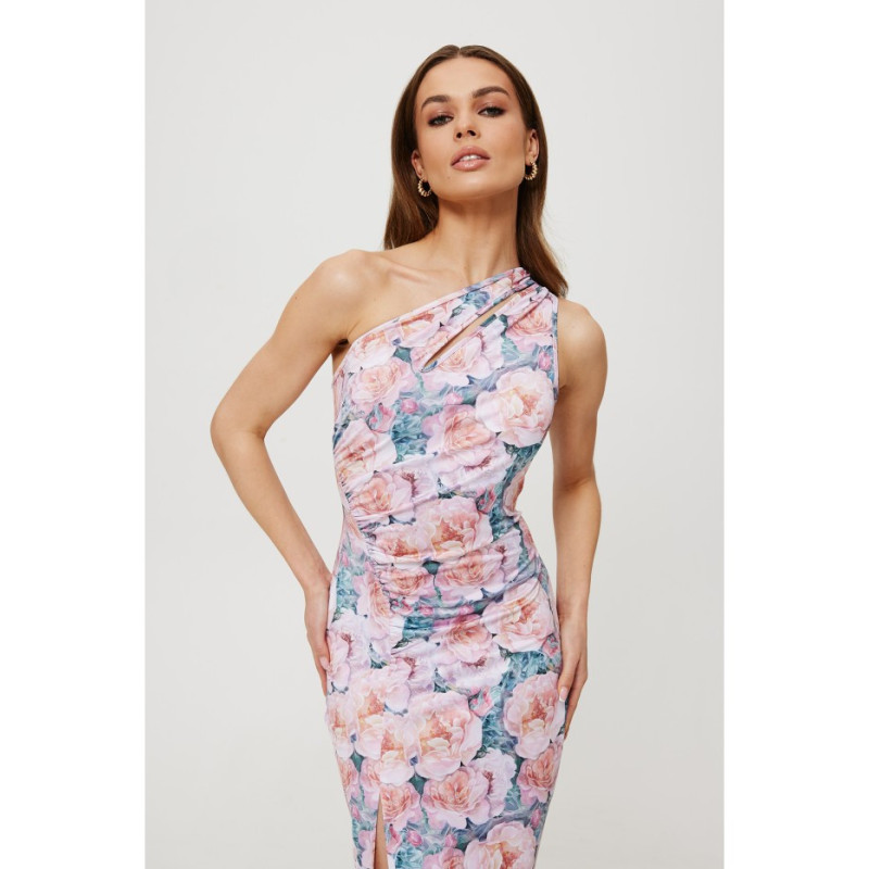 K194 Midi dress with print and teardrop neckline - model 1