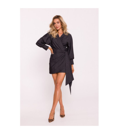 M802 Mini dress with tie - graphite