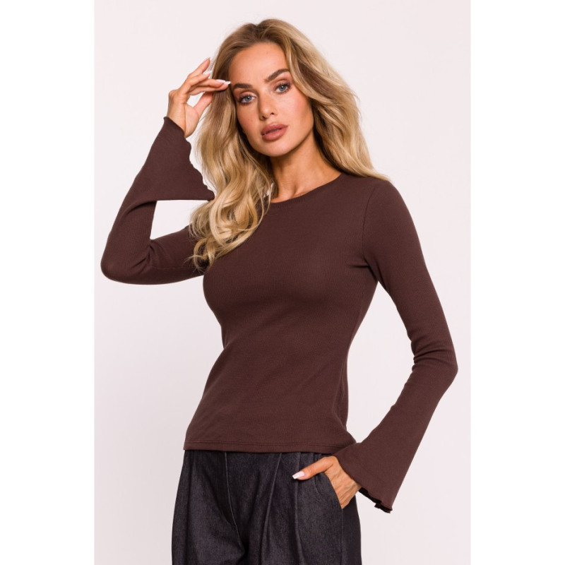 M806 Blouse with long extended sleeves - brown