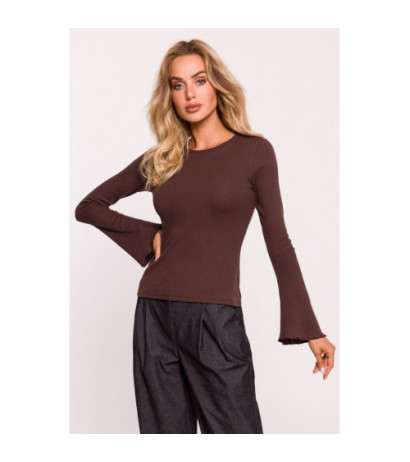 M806 Blouse with long extended sleeves - brown