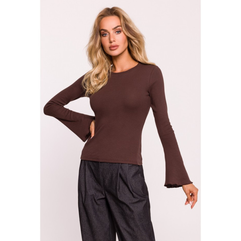 M806 Blouse with long extended sleeves - brown