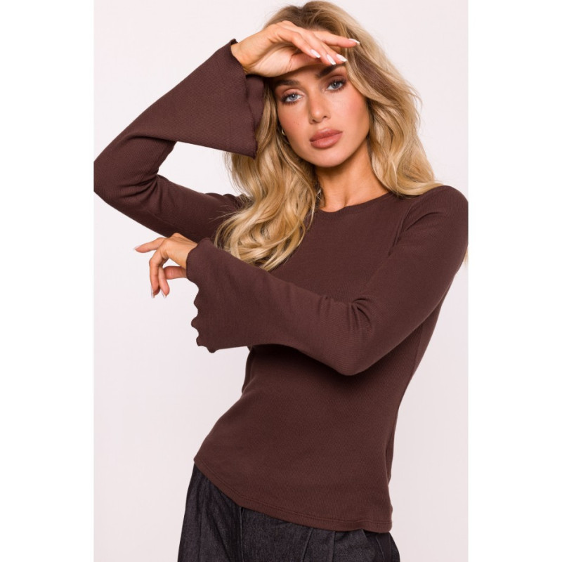 M806 Blouse with long extended sleeves - brown