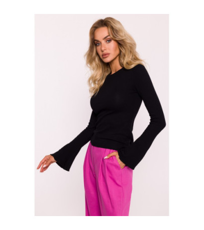 M806 Blouse with long extended sleeves - black