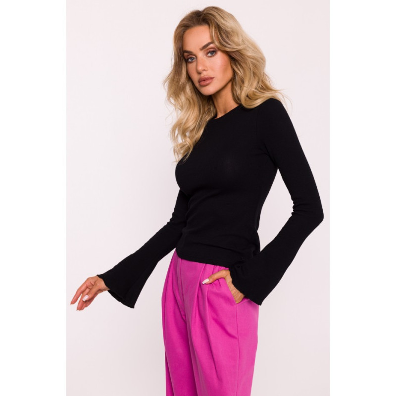 M806 Blouse with long extended sleeves - black