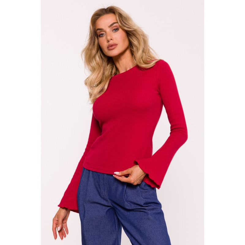 M806 Blouse with long extended sleeves - red