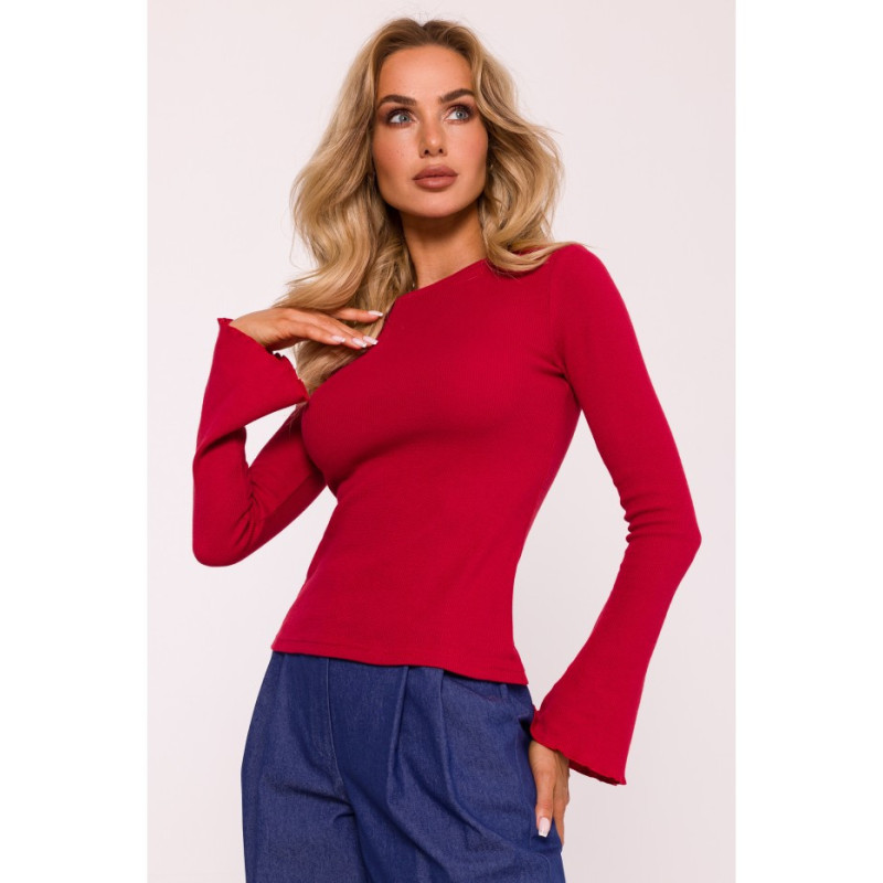 M806 Blouse with long extended sleeves - red