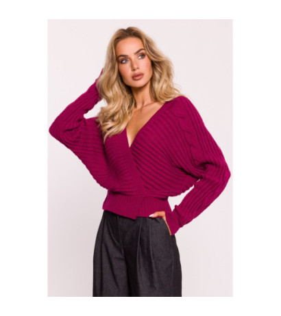 M809 Short sweater with envelope neckline - pink