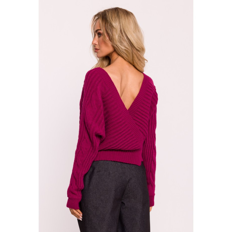 M809 Short sweater with envelope neckline - pink