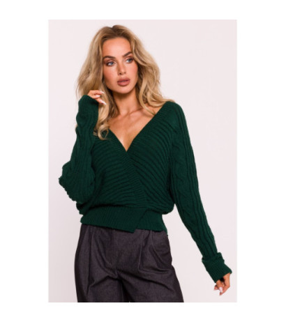 M809 Short sweater with envelope neckline - green