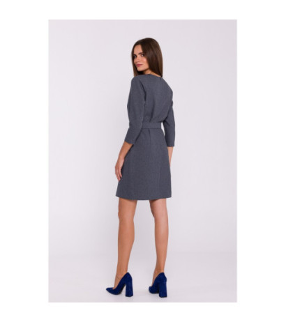 S369 Short dress with belt - gray