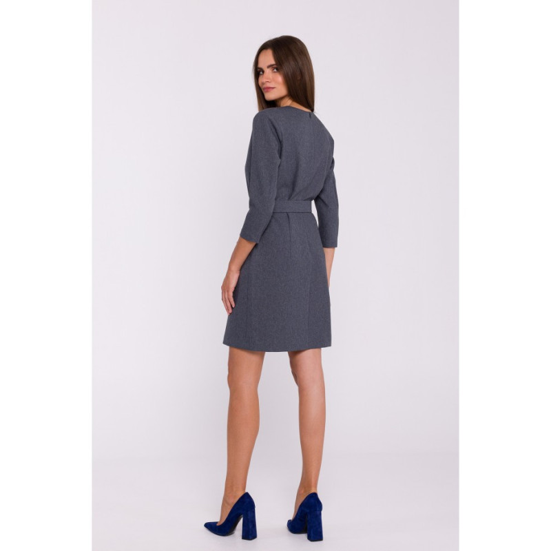 S369 Short dress with belt - gray