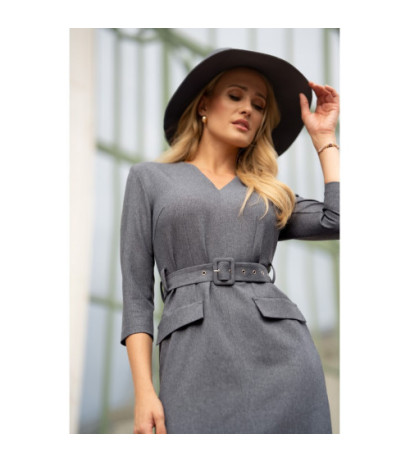 S369 Short dress with belt - gray