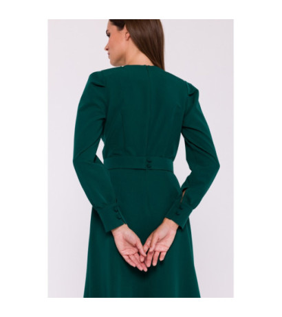 S378 Dress with long sleeves and belt - green