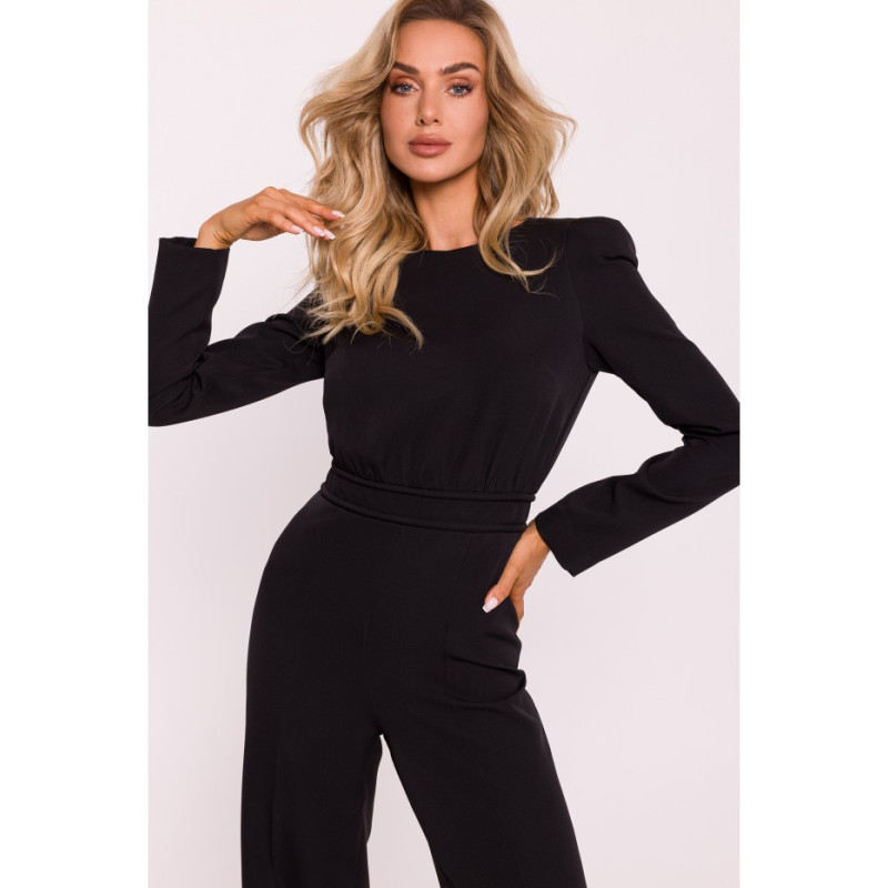 M811 Jumpsuit vöökoha kaunistusega - must