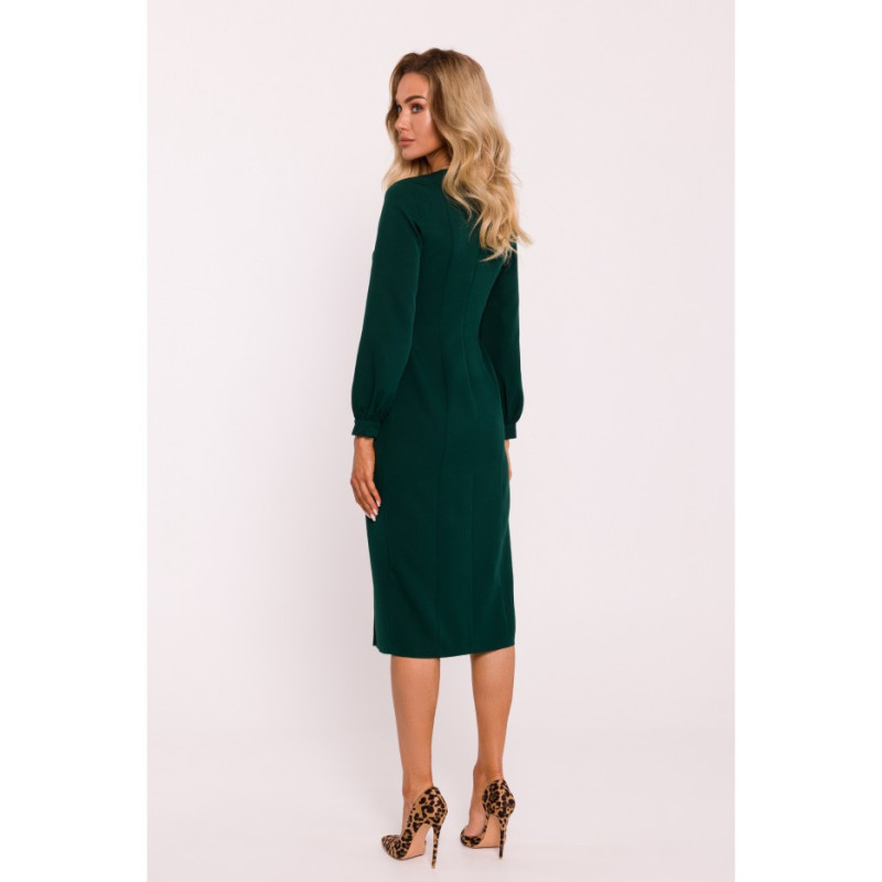 M812 Smooth dress with high leg cutout - bottle green