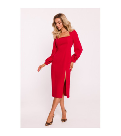 M812 Smooth dress with high leg cutout - red