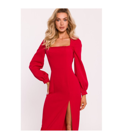 M812 Smooth dress with high leg cutout - red