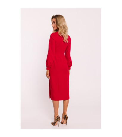 M812 Smooth dress with high leg cutout - red