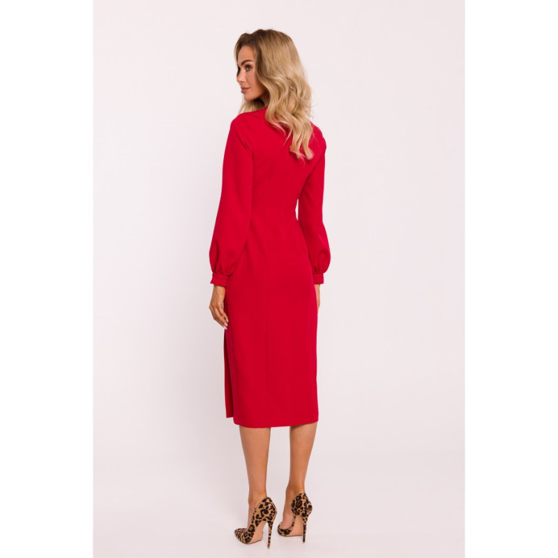 M812 Smooth dress with high leg cutout - red