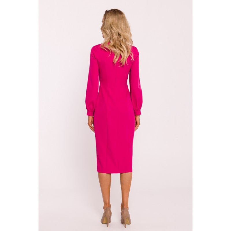 M812 Smooth dress with high leg cutout - fuchsia