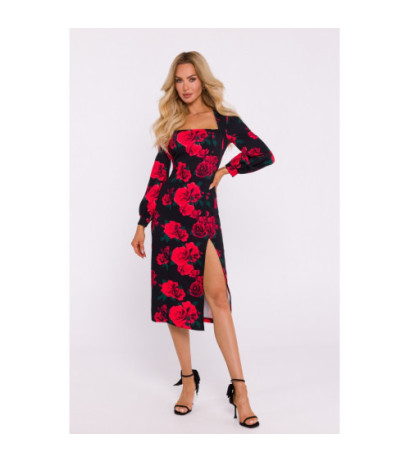 M813 Patterned leg high cutout dress - model 1