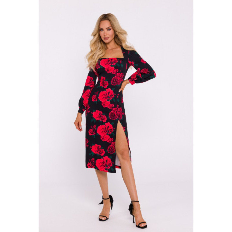 M813 Patterned leg high cutout dress - model 1