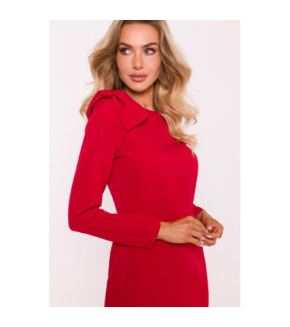 M814 Dress with bow on shoulder - red