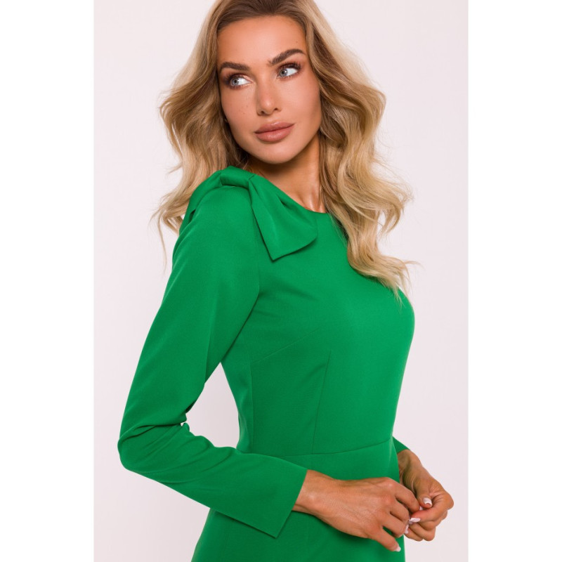 M814 Dress with bow on shoulder - juicy green