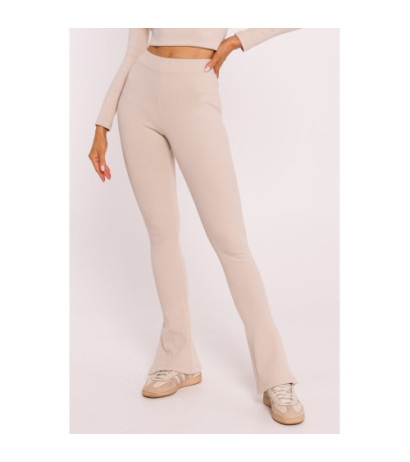 M816 Ribbed leggings with slits - sand