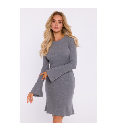 M821 Ribbed dress with extended sleeves - grey melange