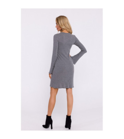 M821 Ribbed dress with extended sleeves - grey melange