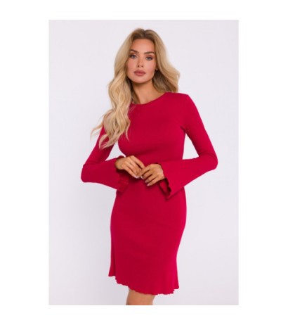 M821 Ribbed dress with extended sleeves - red