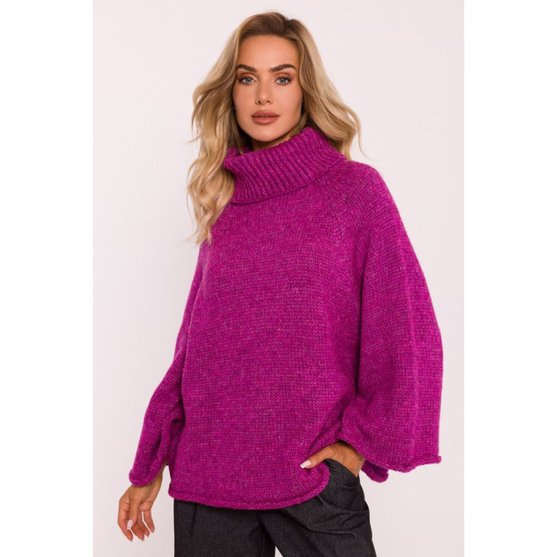 M822 Sweater with turtleneck and wide sleeves - amaranth