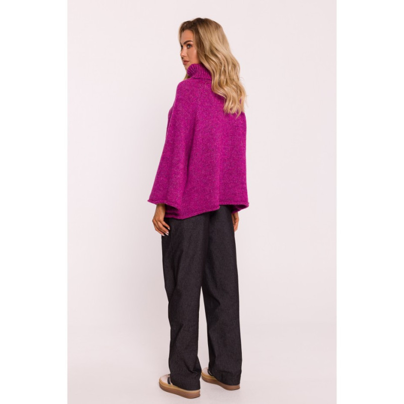 M822 Sweater with turtleneck and wide sleeves - amaranth