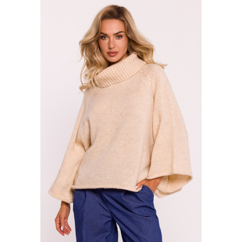 M822 Sweater with turtleneck and wide sleeves - beige