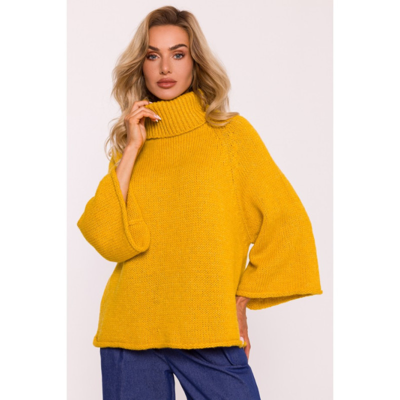 M822 Sweater with turtleneck and wide sleeves - honey