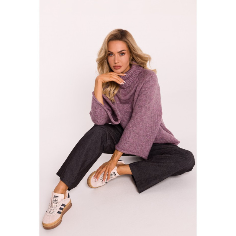 M822 Sweater with turtleneck and wide sleeves - heather