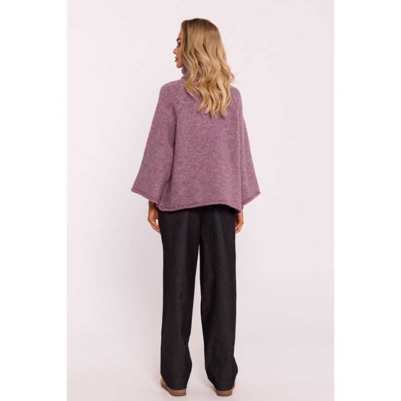 M822 Sweater with turtleneck and wide sleeves - heather