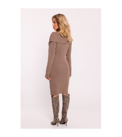 M823 Sweater dress with wide collar - cappuccino