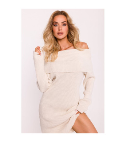 M823 Sweater dress with wide collar - ivory