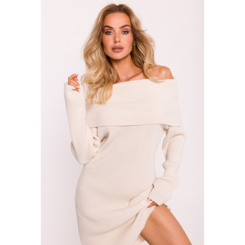 M823 Sweater dress with wide collar - ivory