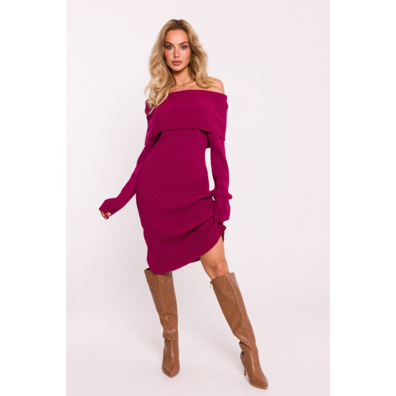 M823 Sweater dress with wide collar - pink