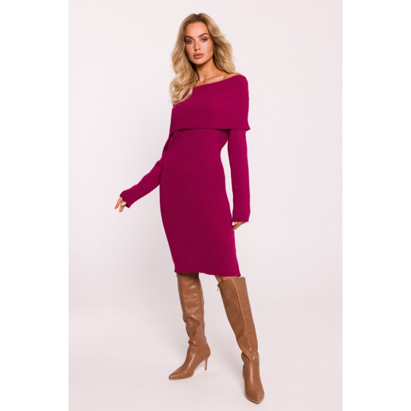 M823 Sweater dress with wide collar - pink