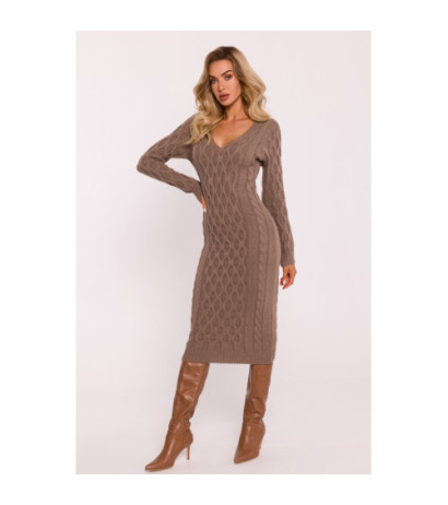 M824 Sweater dress with V neckline - cappuccino