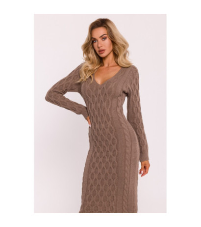 M824 Sweater dress with V neckline - cappuccino