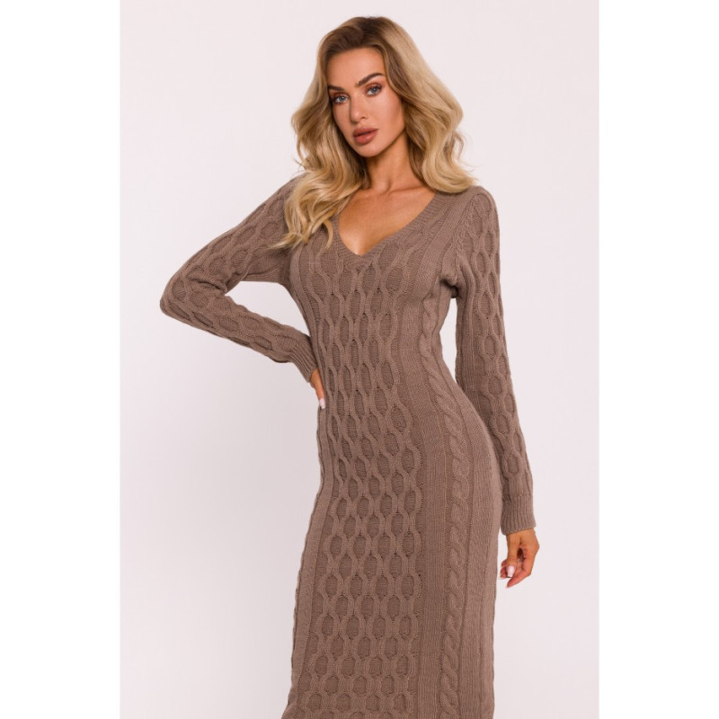 M824 Sweater dress with V neckline - cappuccino