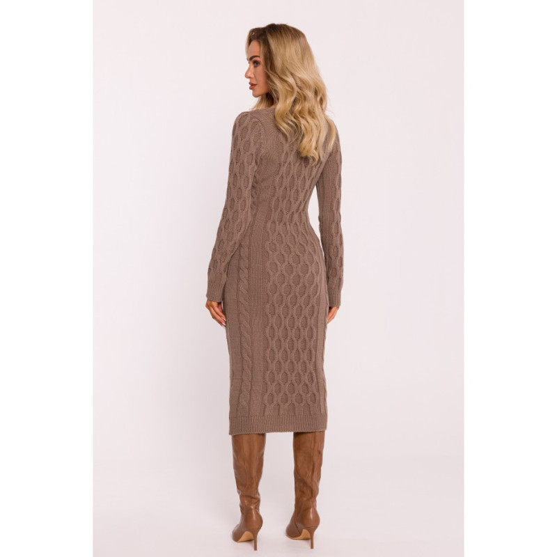 M824 Sweater dress with V neckline - cappuccino