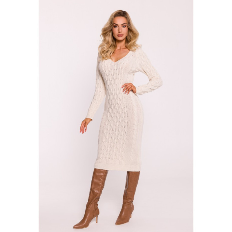 M824 Sweater dress with V neckline - ivory