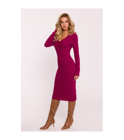 M824 Sweater dress with V neckline - pink